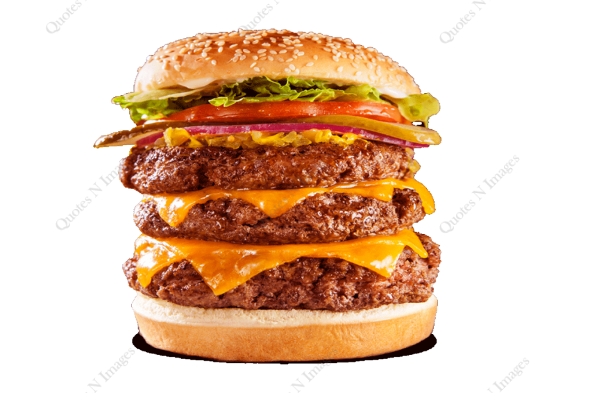 Three layer Cheeseburger on  transparent background png