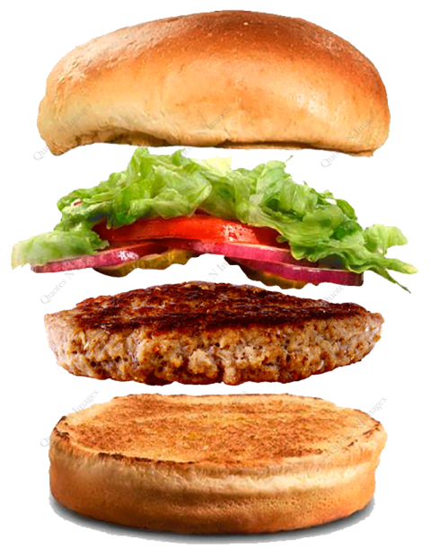 Hamburger With Flying Ingredients Throw PNG Image