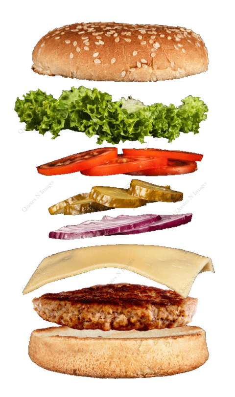 Hamburger With Flying Ingredients Throw PNG Image