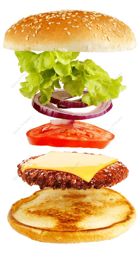 Hamburger With Flying Ingredients Throw PNG Image