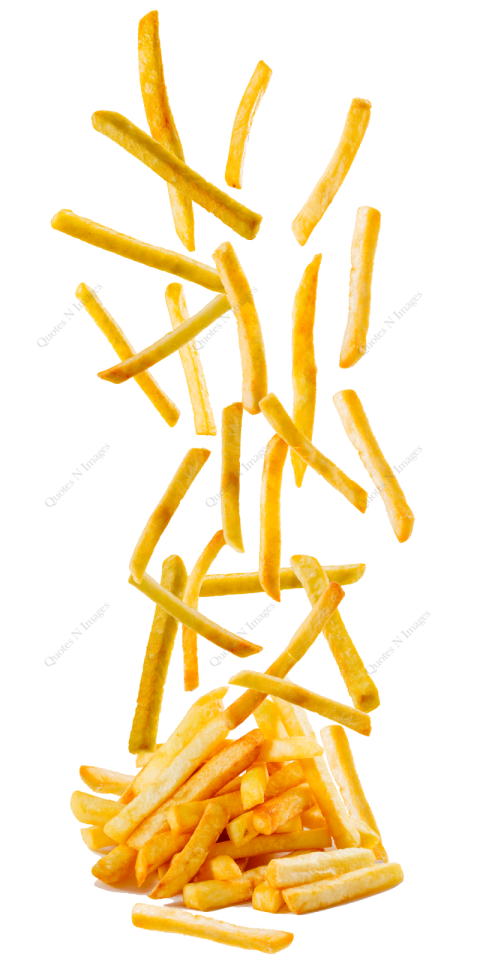 Flying crispy french fries png