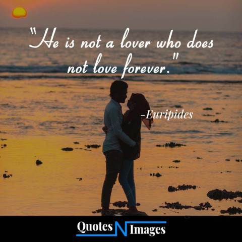 love quotes written by Euripides | A romantic couple standing on the sea beach in the twilight evening