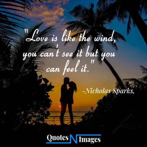 Love quotes written by Nicholas Sparks | A man kisses his girlfriend on the forehead while standing on the beach in the twilight