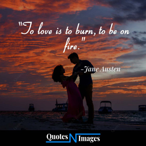 Love quotes written by Jane Austen | A romantic couple standing on the sea beach in the twilight evening