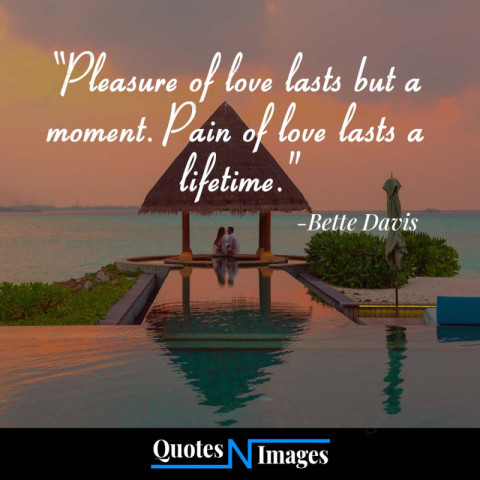 Love quotes written by Bette Davis | A couple sits in front of a swimming pool and a lake in the twilight evening