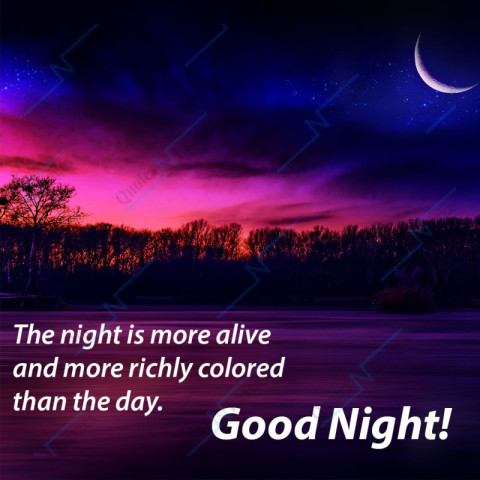 Magical night sky with moon - The night is more alive and more richly colored than the day - Good Night