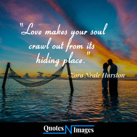 Love quotes written by Zora Neale Hurston | A romantic couple standing on the sea beach in the twilight evening