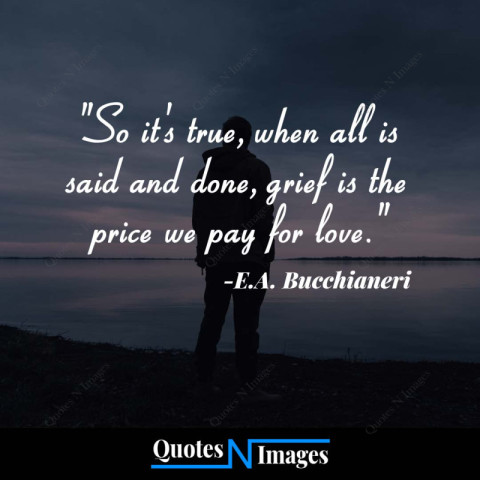 Sad Quotes - So its true when all is said and done grief is the price we pay for love - "E.A. Bucchianeri"