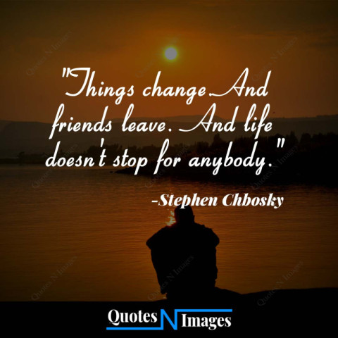 Life Quotes - Things change And friends leave. And life doesn't stop for anybody. - written by - "Stephen Chbosky"