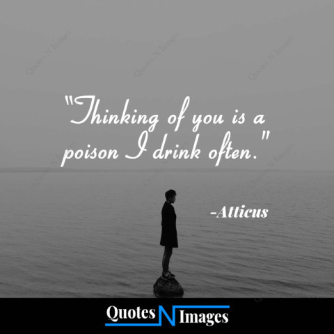 Sad Quotes - Thinking of you is a poison I drink often - written by - "Atticus"