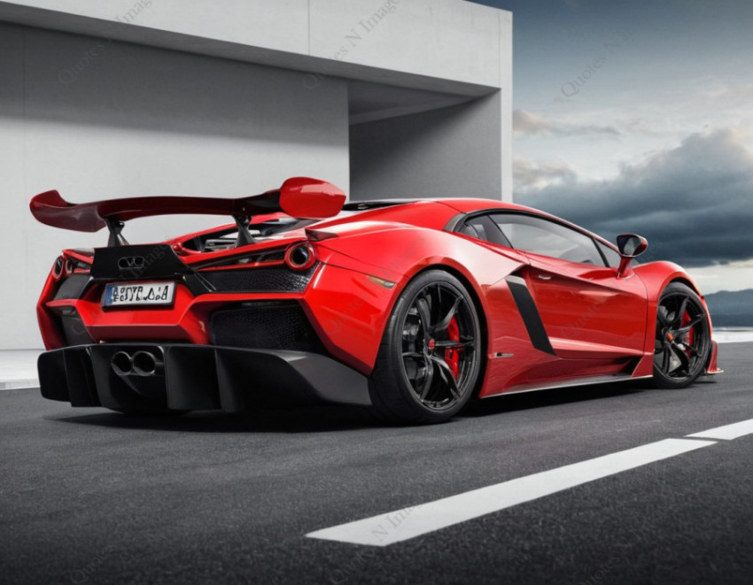 A red and black highspeed sports car ready to drive on the road