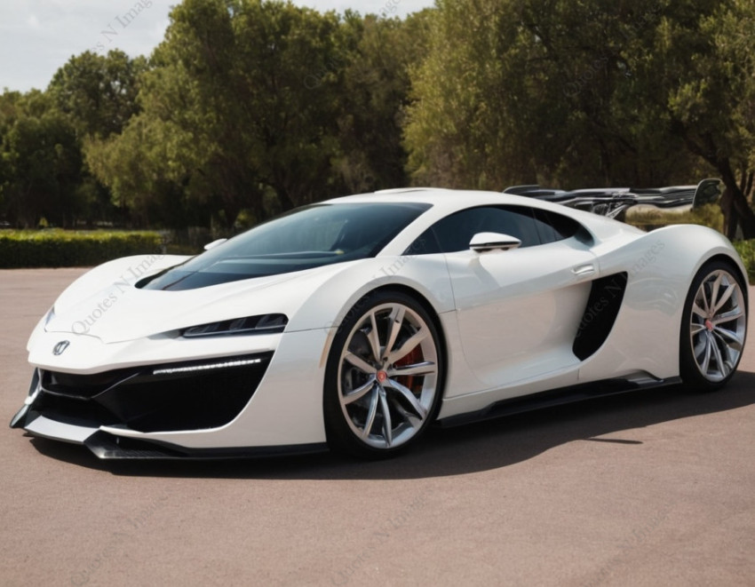 A white color highspeed sports car is standing on the road