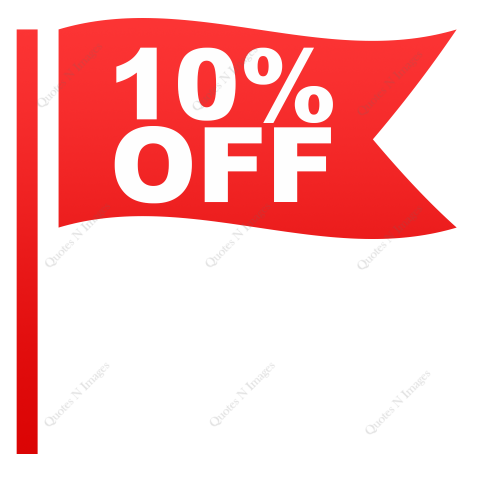 10 Percent off flag style red color special discount offer sale banner with transparent background