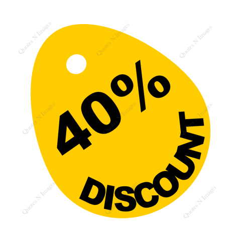 40 Percent discount oval shape yellow color special discount offer sale banner tag with transparent background