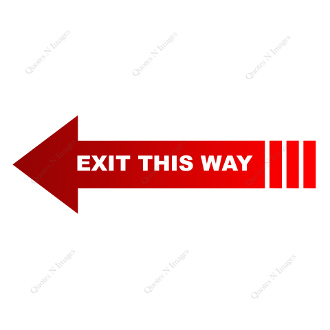 Exit this way - red gradient white text left side arrow png