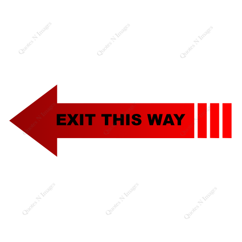 Exit this way - red gradient black text left side arrow png