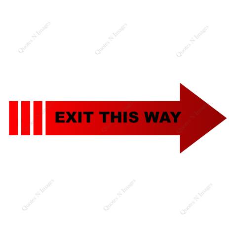 Exit this way - red gradient black text right side arrow png