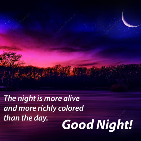 Magical night sky with moon - The night is more alive and more richly colored than the day - Good Night