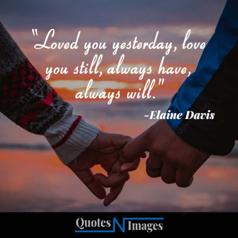Love quotes written by Elaine Davis | A romantic couple holding each other's hands in the sea beach