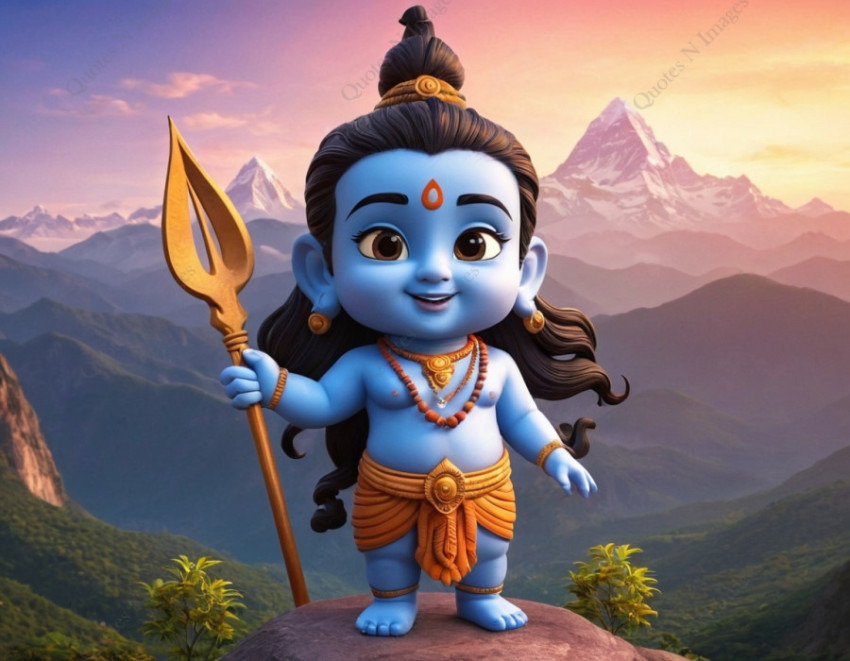 God shiva 3d cute cartoon character wallpaper mountain background shiv ji mahadev