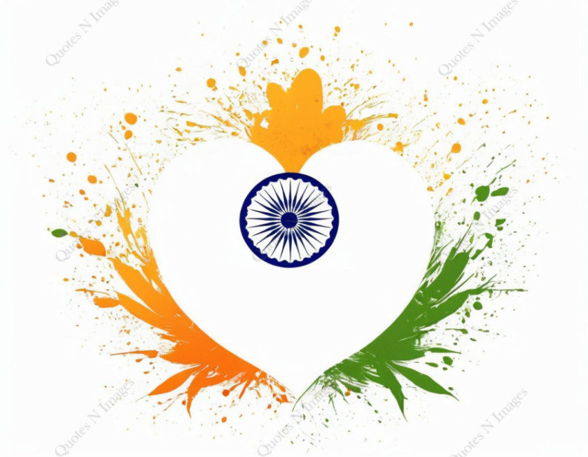 Indian National Flag with Heart shape text box